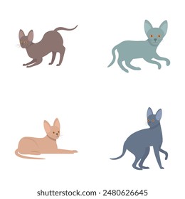 Adorable and playful assorted cartoon cat collection with various breeds and cute kittens in different poses and illustrations
