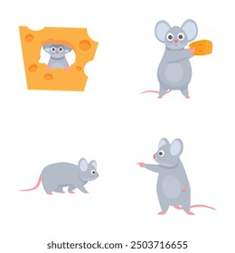 Adorable and playful cartoon mouse collection with a variety of poses and characters, perfect for children's books and illustrations