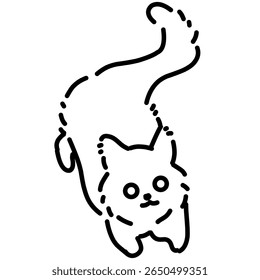 Adorable playful cat simple cartoon line art outline illustration 