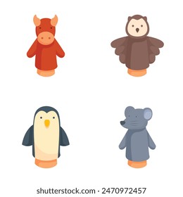 Adorable and playful cute cartoon animal collection with giraffe, owl, penguin, and mouse characters for children's illustrations and educational design art