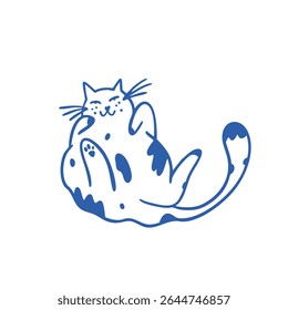An adorable and playful illustration of a blue cat, ideal for use in pet themed designs and creative projects