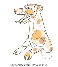Adorable and playful Jack Russel Terrier vector line art illustration isolated, cute dog pet best friend linear drawing.