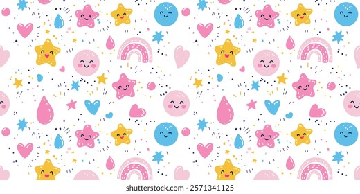 adorable playful kids' pattern , vector illustration