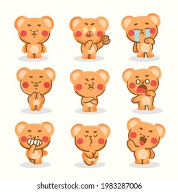 Adorable Playful Little Bear Character Premium Vector Doodle Illustration