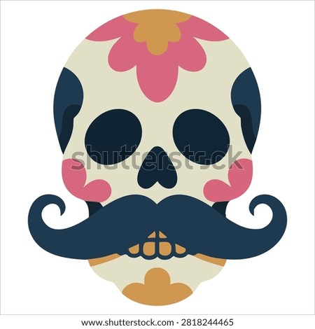 Adorable Playful Sugar Skull Human Bald Head with a Painted