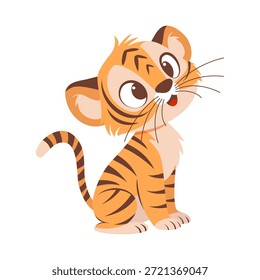 Adorable verspielter Tiger, lustige Vektorgrafik
