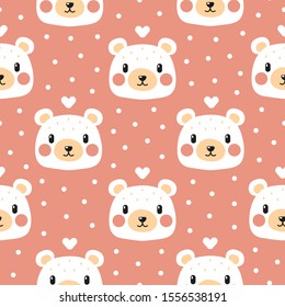 Adorable polar bear pattern on pink background. Great for wallpaper, web background, wrapping paper, fabric, packaging, greeting cards, invitations and more.