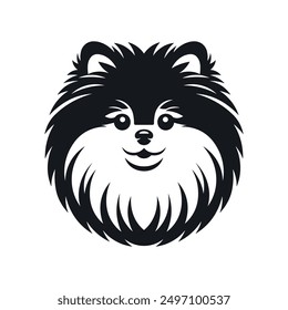 Adorable Pomeranian Spitz dog silhouette logo. Minimalist and simple icon. Vector template for laser cutting wall art isolated on white. 