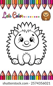 Adorable Porcupine Coloring Page for Kids - Fun and Printable Cartoon Animal Outline for Creative Learning