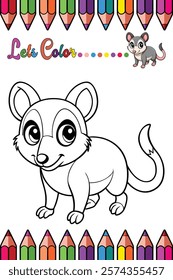  Adorable Possum Coloring Page for Kids - Fun and Printable Cartoon Animal Outline for Creative Learning