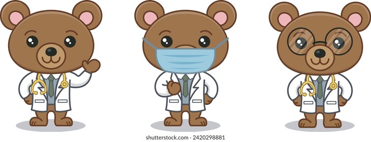 Carácter de oso médico profesional y adoro