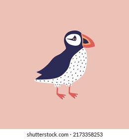 Ilustración vectorial dibujada a mano de un féretro adorable. Un pájaro islandés aislado de colores divertidos en un estilo plano para logotipo o icono.