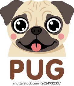 Adorable Pug Face with Tongue Out
