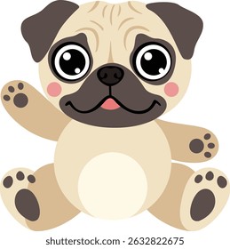 Adorable Pug Puppy Waving Hello

