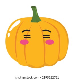 Adorable pumpkin emoticon isolated on white background