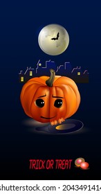 Calabaza y luna adorables. Ilustración del vector