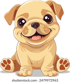 adorable cachorro bulldog lindo perro ilustración Vector 