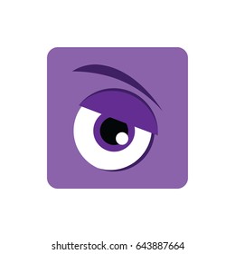 adorable purple color cartoon eye expression vector art illustration