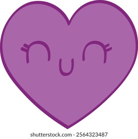 Adorable Purple Heart with Smiling Face