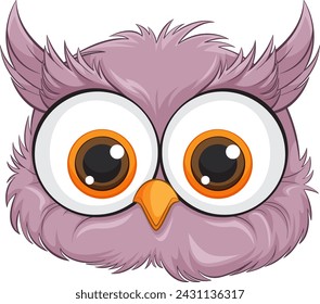 Adorable purple owl with oversized expressive eyes