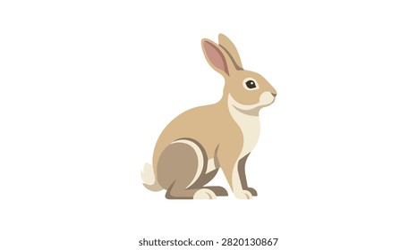 Adorable rabbit with brown and white fur sitting on lush green grass decorated with colorful flowers suitable for wildlife and nature scenes