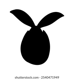 Adorable rabbit with egg silhouette for easter decor. Funny, hand drawn illustration