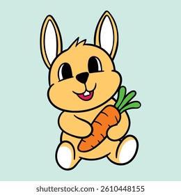 Adorable Rabbit Holding a Carrot in Its Hands
