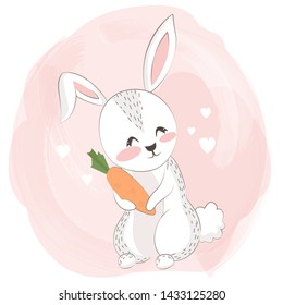 adorable rabbit illustration for decoration, background, kids project and many more.