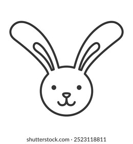 Adorable rabbit with long ears icon in line. Easter bunny symbol pictogram. Great for web design, logo idea, mobile app. Cruelty-free products emblem. Editable stroke. Isolated vector illustration