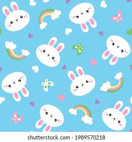 adorable rabbit with rainbow on a repeat