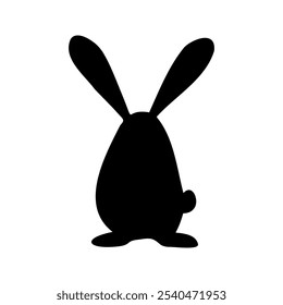 Adorable rabbit silhouette for easter decor. Funny, hand drawn illustration