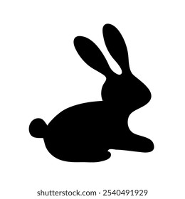 Adorable rabbit silhouette for easter decor. Funny, hand drawn illustration