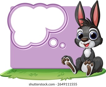 Adorable rabbit sitting with a blank thought bubble