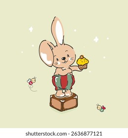 Adorable Rabbit With Sweet Treat