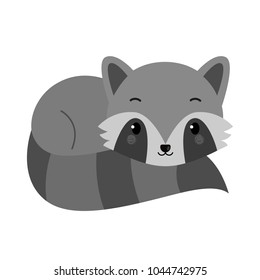 Adorable raccoon in flat style. Vector.