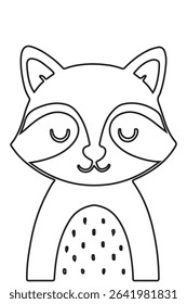 Adorable raccoon line art coloring page with simple outlines. Perfect for kids’ crafts, stickers, planners, or classroom worksheet printables.