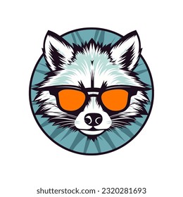 An adorable raccoon with sunglasses vector clip art illustration, adding a touch of cuteness and style to your designs, ideal for children's books and playful graphic elements
