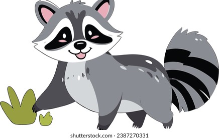 Adorable raccoon vector art, featuring a cute and playful design.