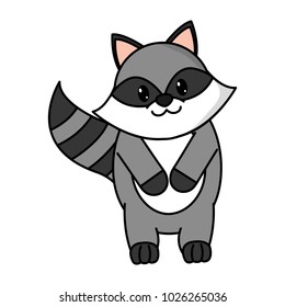 adorable raccoon wild animal character