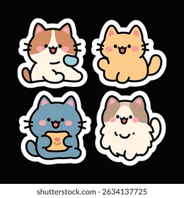 Adorable Ragdoll cat stickers pack with cute and happy expressions for various designs.