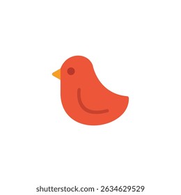 Adorable icono simple de pájaro de dibujos animados rojos