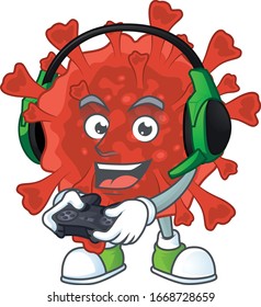 An adorable red corona virus in Sailor cartoon character with white hat