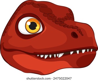 Adorable red dinosaur with big eyes