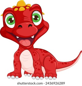 Adorable red dinosaur with a friendly smile