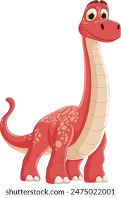 Adorable red dinosaur with a long neck