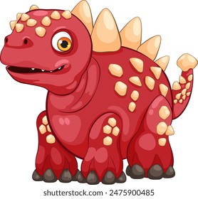 Adorable red dinosaur with yellow spikes