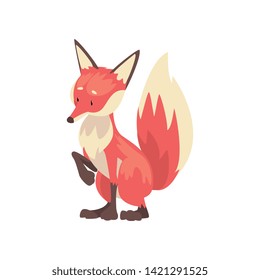 Adorable Red Fox Cub Character Cartoon Vector Illustration