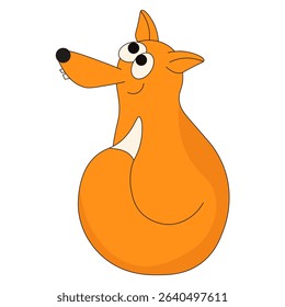 Adorable red fox isolated transparent. Cute fluffy fox with big tail. Vector illustration of furry wild animal. EPS 10