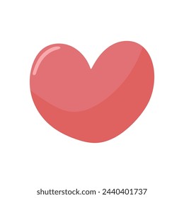Adorable red heart illustration in romantic style on white isolated background. Cute love vector. For postcards, prints, logos.