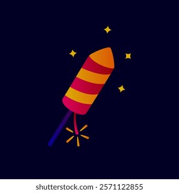 Adorable red and orange firecracker ready to launch, sparking festive fun